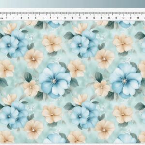 Tricoline 100% algodão Floral Azul