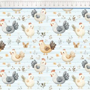 Tricoline 100% algodão Galinhas