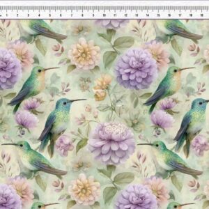 Tricoline 100% algodão Passarinho Flor