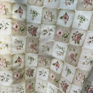 Tricoline 100% algodão Flores Bege