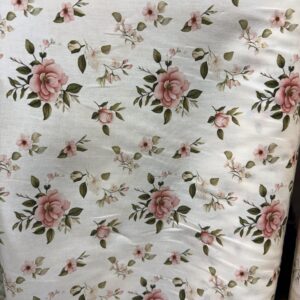 Tricoline 100% algodão Flores Bege