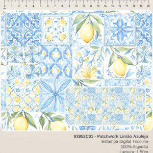 Tricoline 100% algodão Patchwork Limão Cris