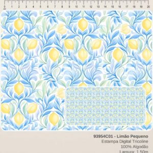 Tricoline 100% algodão Limão Folhas Cris