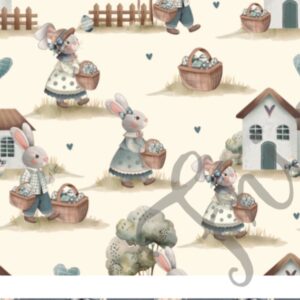 Tricoline 100% algodão Coelhos Casa