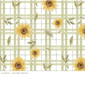 Tricoline 100% algodão Girassol Xadrez