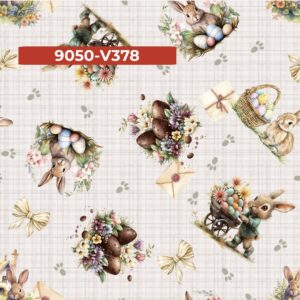 Tricoline 100% algodão Coelhos Páscoa