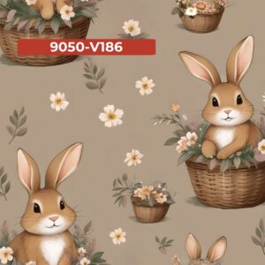 Tricoline 100% algodão Coelhos Páscoa