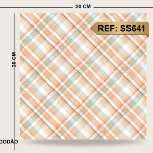 Tricoline 100% algodão Xadrez Laranja e Verde