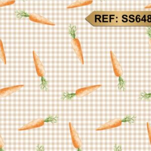 Tricoline 100% algodão Cenouras Xadrez