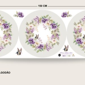 Tricoline 100% algodão Sousplat Flor e Borboleta