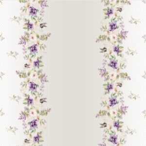 Sarja 100% algodão Barrado Flores e Borboletas