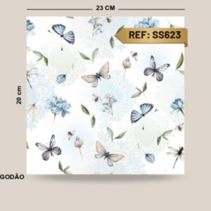 Tricoline 100% algodão Borboletas Azul