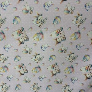 Tricoline 100% algodão Coelhos Páscoa