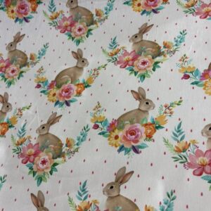 Tricoline 100% algodão Coelhos Páscoa
