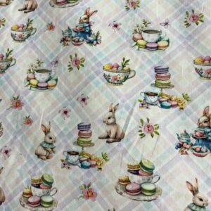 Tricoline 100% algodão Coelhos Páscoa