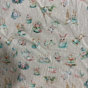Tricoline 100% algodão Coelhos Páscoa