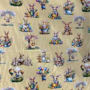 Tricoline 100% algodão Coelhos Páscoa