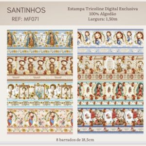Tricoline 100% algodão Faixa Santinhos