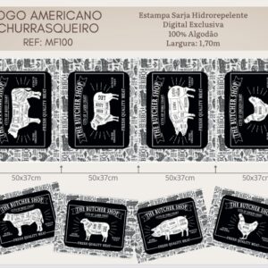 Sarja 100% algodão Jogo Americano Churrasqueiro