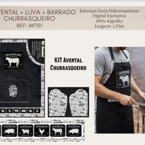 Sarja 100% algodão Avental Churrasqueiro
