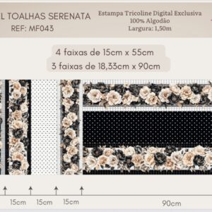 Tricoline 100% algodão Painel Toalhas Serenata
