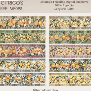 Tricoline 100% algodão Faixa Frutas