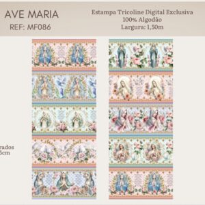 Tricoline 100% algodão Faixa Ave Maria