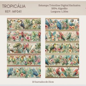 Tricoline 100% algodão Faixa Tropicália