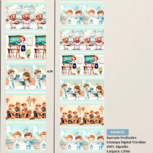 Tricoline 100% algodão Faixa Profissões