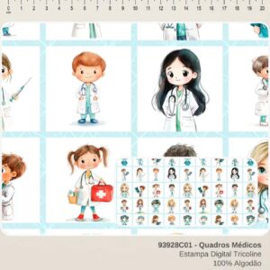 Tricoline 100% algodão Quadros Médicos