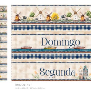 Tricoline 100% algodão Faixa Holanda