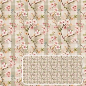 Tricoline 100% algodão Floral Galhos Xadrez