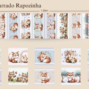 Tricoline 100% algodão Faixa Rapozinha