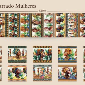 Tricoline 100% algodão Faixa Mulheres Africanas