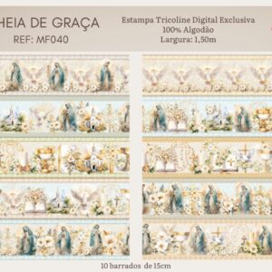 Tricoline 100% algodão Faixa Ave Maria