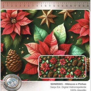 Sarja 100% algodão Sarja Floral Natal