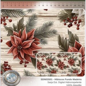 Sarja 100% algodão Sarja Floral Natal