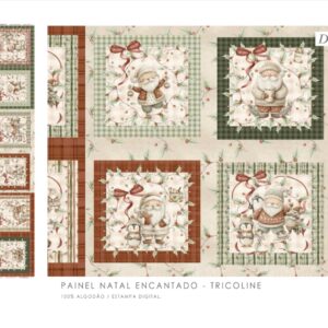 Tricoline 100% algodão Painel Natal