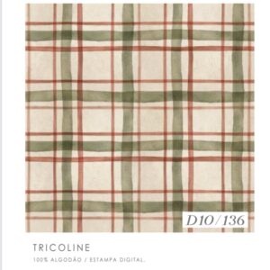 Tricoline 100% algodão Xadrez Verde Vermelho