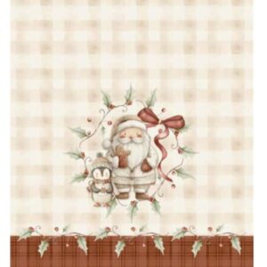 Pano de Copa 100% algodão Papai Noel Xadrez