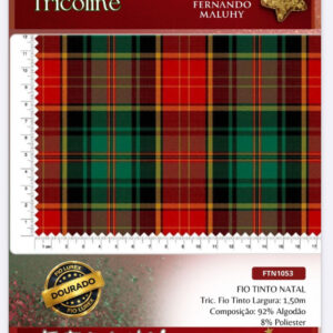 Tricoline Fio Tinto Natal Fio Lurex Dourado