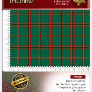 Tricoline Fio Tinto Natal Fio Lurex Dourado