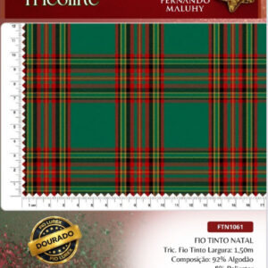 Tricoline Fio Tinto Natal Fio Lurex Dourado