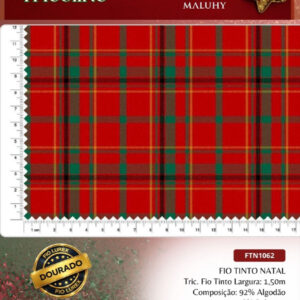 Tricoline Fio Tinto Natal Fio Lurex Dourado