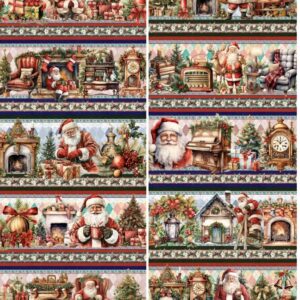 Tricoline 100% algodão Faixa Natal Papai Noel