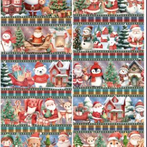 Tricoline 100% algodão Faixa Natal Papai Noel