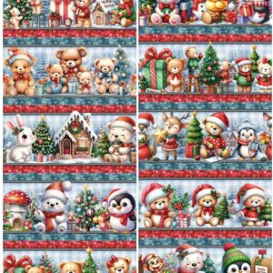 Tricoline 100% algodão Faixa Natal Ursinhos