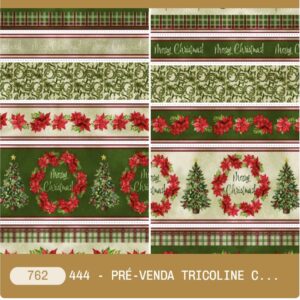Tricoline 100% algodão Faixa Natal Arabesco