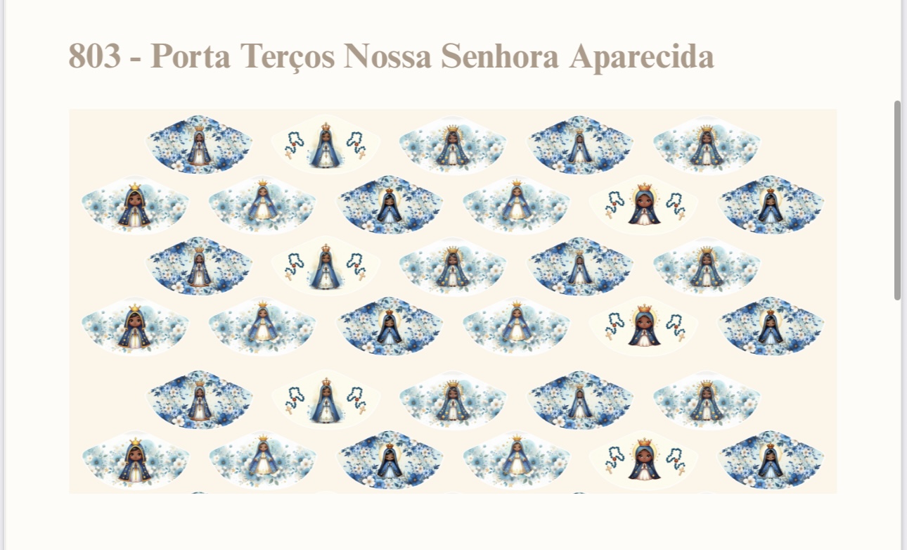 Tricoline 100% algodão Porta Terços Nossa Senhora Aparecida