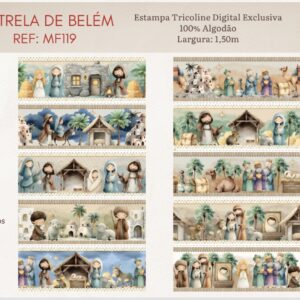 Tricoline 100% algodão Faixa Estrela de Belém